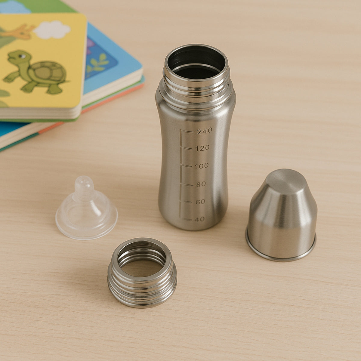 8173 Ganesh Stainless Steel Baby Feeding Bottle Milk Bottle For New Born Infants Toddler Up To 3 Years Bfa Free (250 Ml Approx)