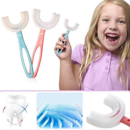 Kids U-shaped Toothbrush Gentle Cleaning For Toddlers Mini Bubbles