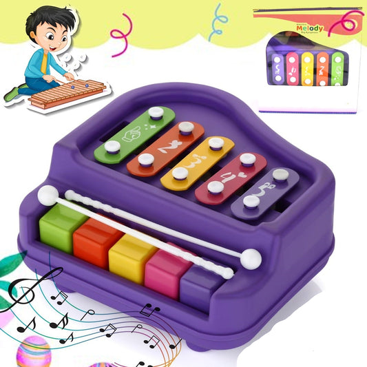17799 2 In 1 Baby Piano Xylophone Toy For Toddlers 5 Multicolored Key Keyboard Xylophone Piano Preschool Educational Musical Learning Instruments Toy For Baby Kids Girls Boys 3+ Years(1 Pc)